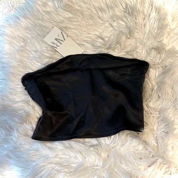 NWT - Zara Black Satin Bandeau Top - Picture 6 of 7